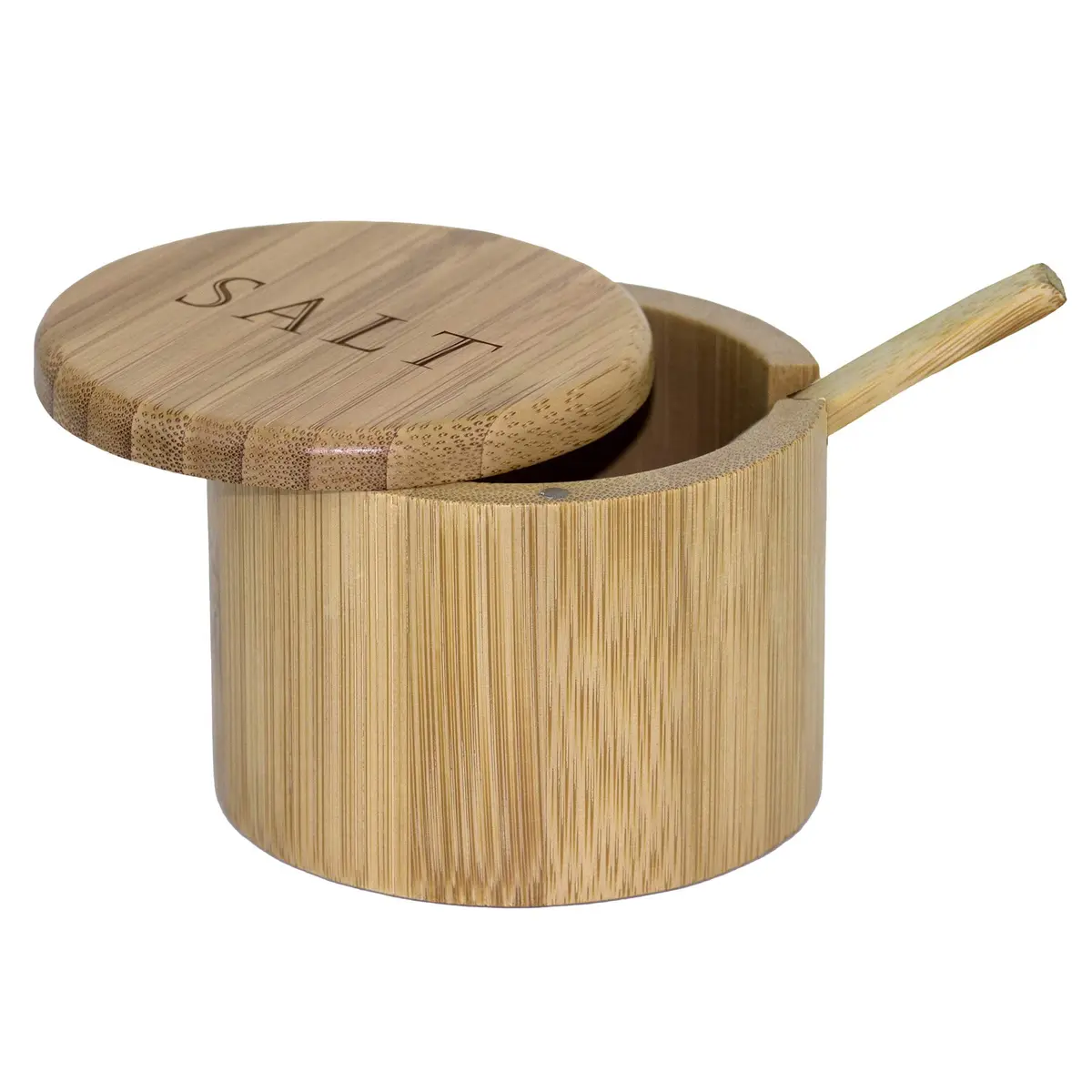 Totally Bamboo Salt Cellar with Spoon & Magnetic Lid, 177ml (6 oz) Capacity | Farmhouse Style Kitchen Storage - main product image