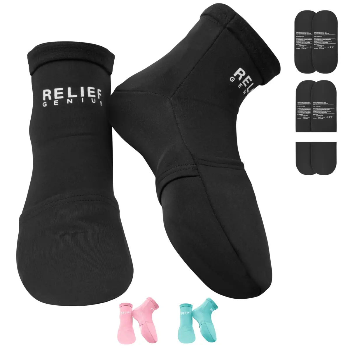 CTR BAND Relief Genius Cold Therapy Socks with 6 Gel Packs - Small/Medium | Full Foot Coverage for Pain & Swelling Relief - main product image