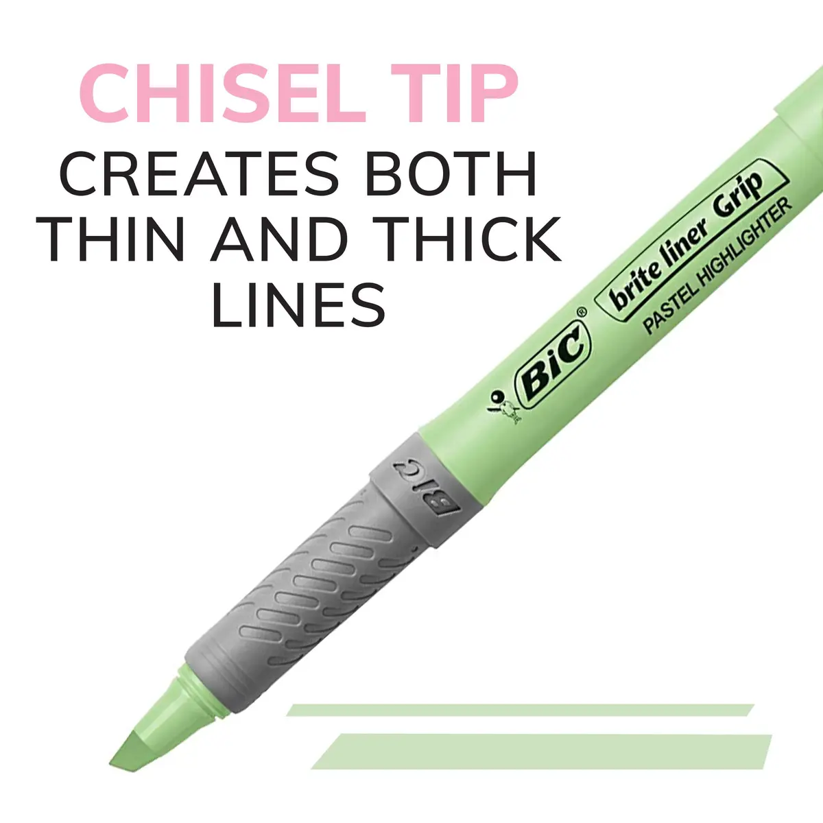 BIC Brite Liner Grip Pastel Highlighter Set, Chisel Tip, 6-Count Pack | Smooth Ink Flow Marking Pen - view 3
