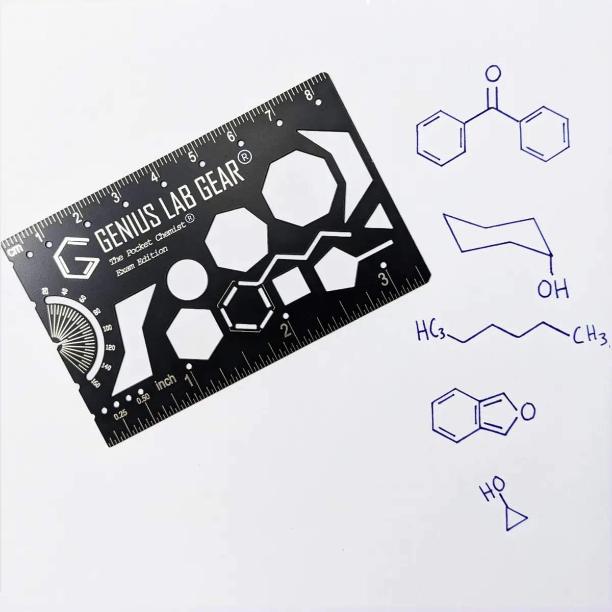 Genius Lab Gear Pocket Chemist Exam Edition: Organic Chemistry Metal Stencil Template 3 in. | Precision Lab Tool for Students & Chemists - main product image