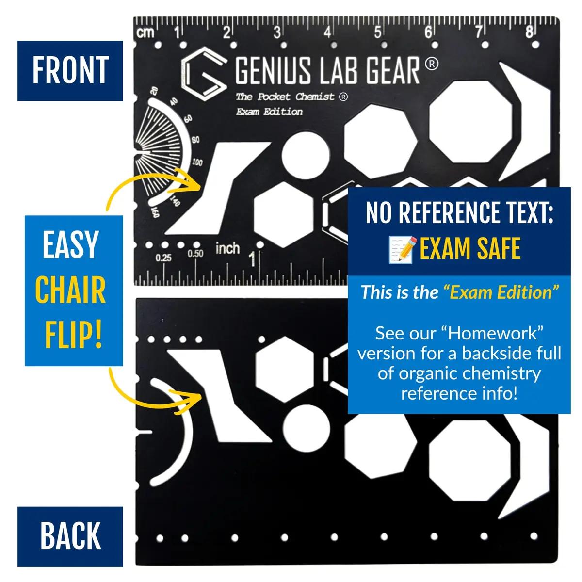 Genius Lab Gear Pocket Chemist Exam Edition: Organic Chemistry Metal Stencil Template 3 in. | Precision Lab Tool for Students & Chemists - view 5