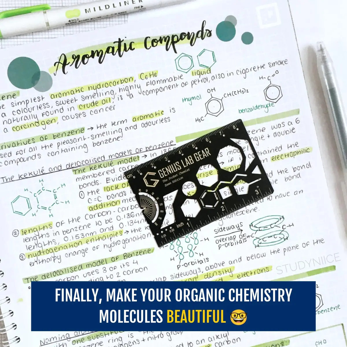 Genius Lab Gear Pocket Chemist Exam Edition: Organic Chemistry Metal Stencil Template 3 in. | Precision Lab Tool for Students & Chemists - view 8