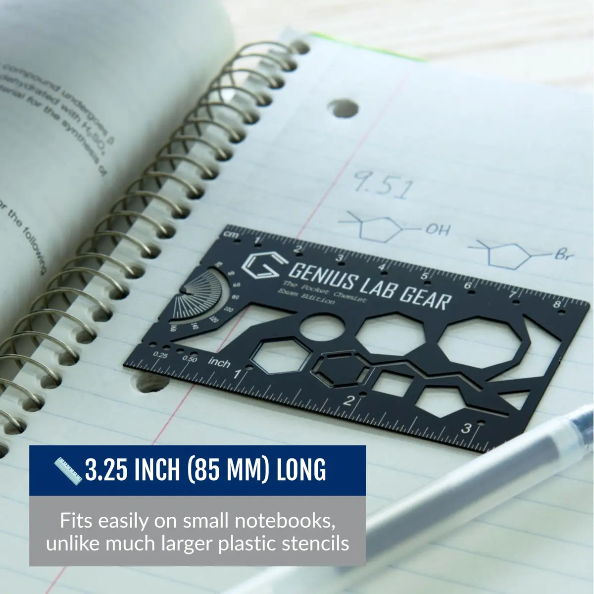 Genius Lab Gear Pocket Chemist Exam Edition: Organic Chemistry Metal Stencil Template 3 in. | Precision Lab Tool for Students & Chemists - view 3