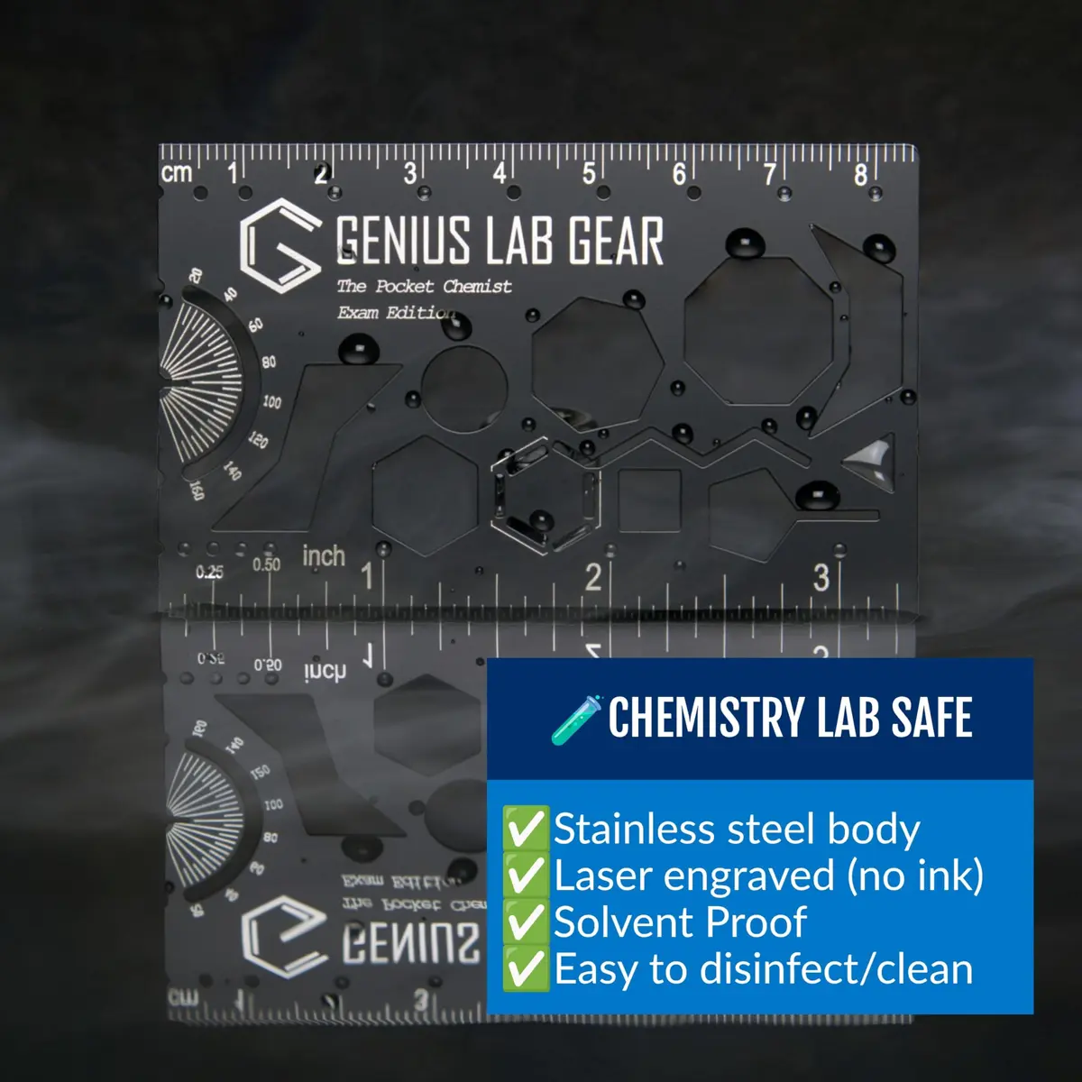 Genius Lab Gear Pocket Chemist Exam Edition: Organic Chemistry Metal Stencil Template 3 in. | Precision Lab Tool for Students & Chemists - view 4