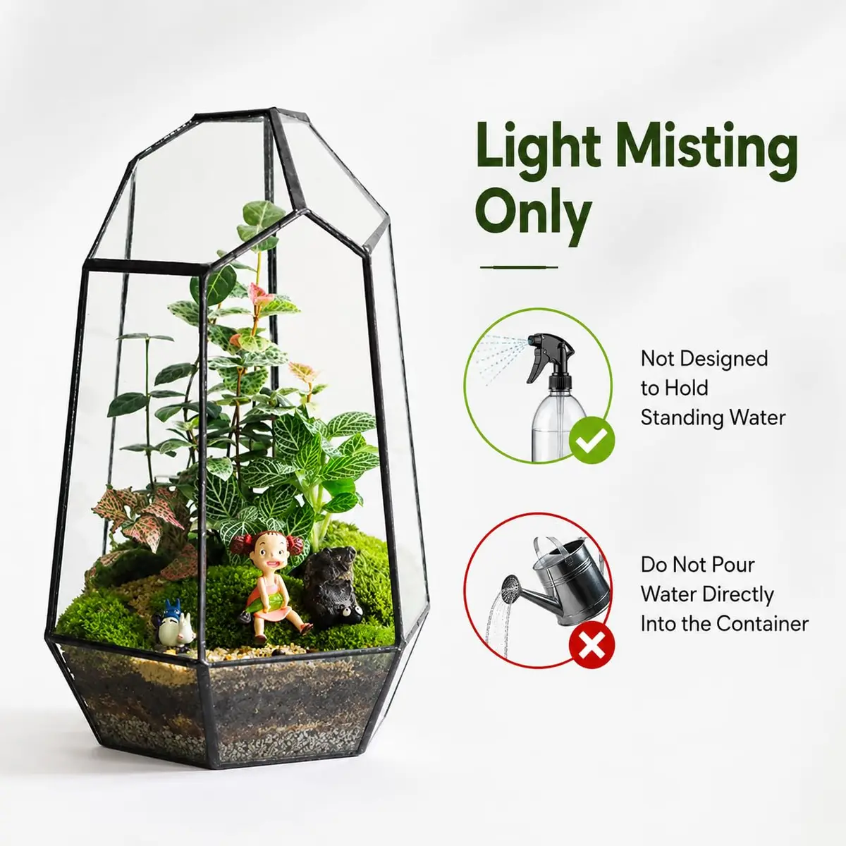 libproqia Geometric Glass Terrarium Planter 16.5cm (6.5" L x 5.7" W x 9.8" H) | Open-Front Design for Succulents & Air Plants - view 7