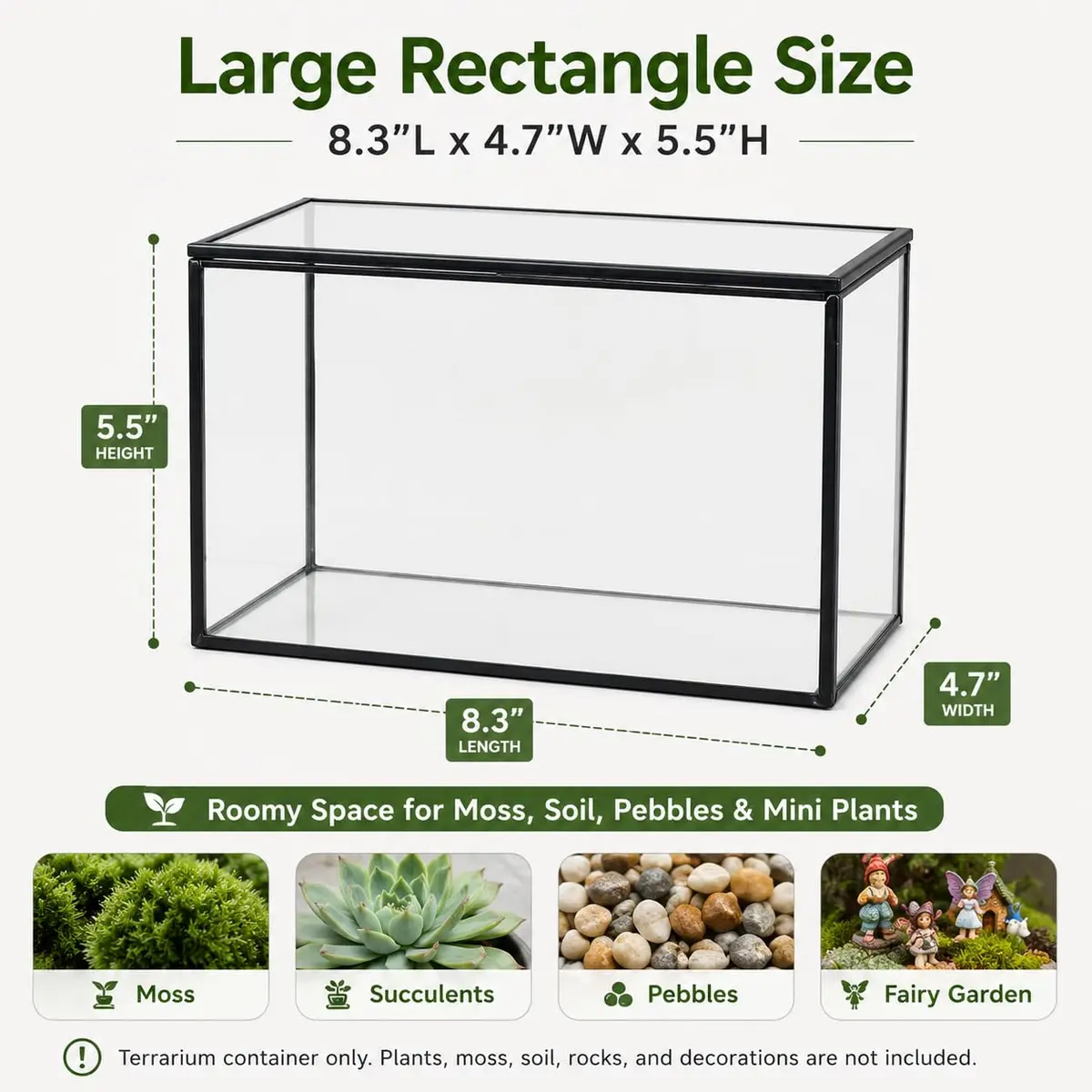 libproqia Rectangular Glass Plant Terrarium with Lid 21cm x 12cm x 14cm | Modern Black Frame for Indoor Plants - view 4