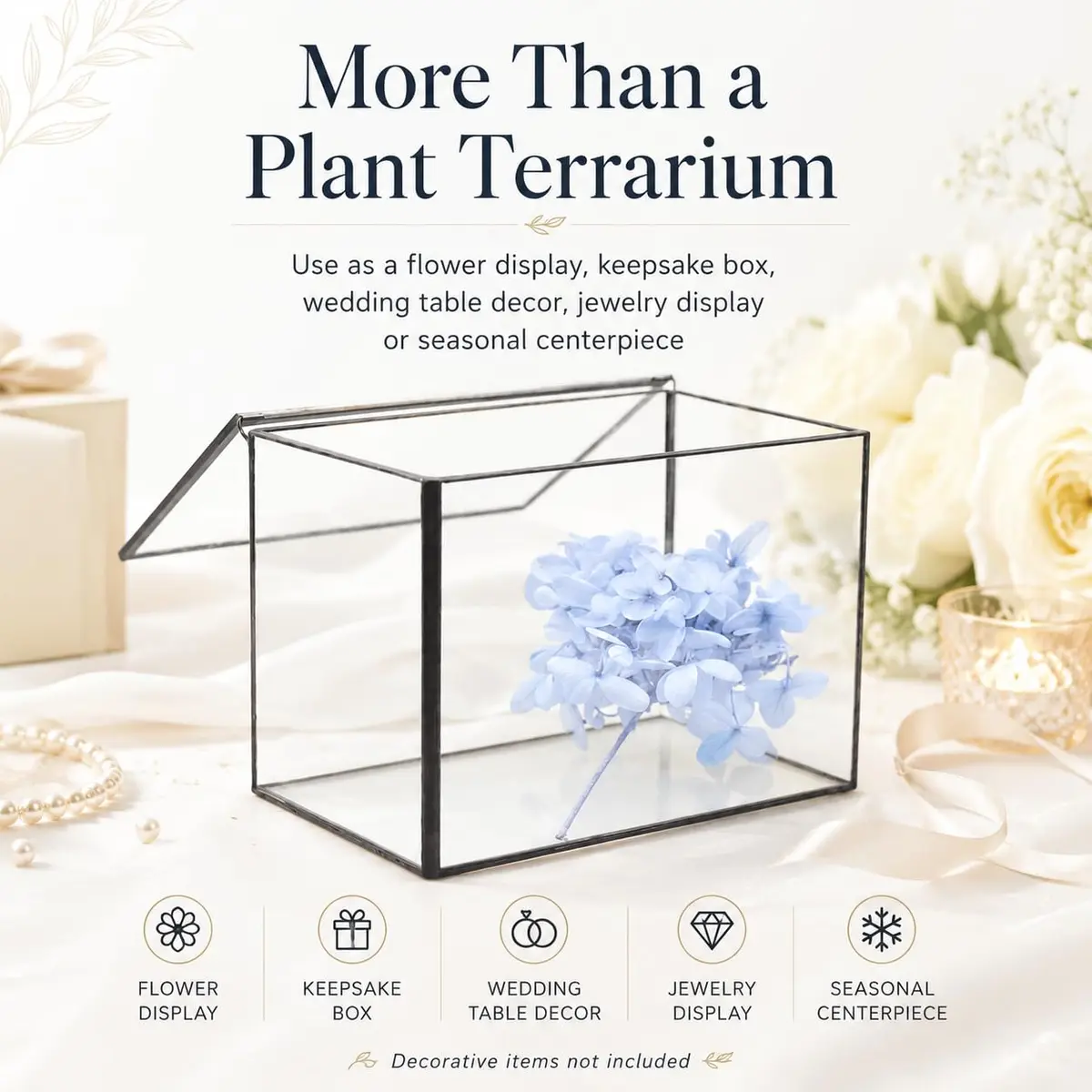 libproqia Clear Geometric Glass Terrarium with Lid 16.89cm (6.7" L x 3.9" W x 4.7" H) | Decorative Mini Plant Display - view 6