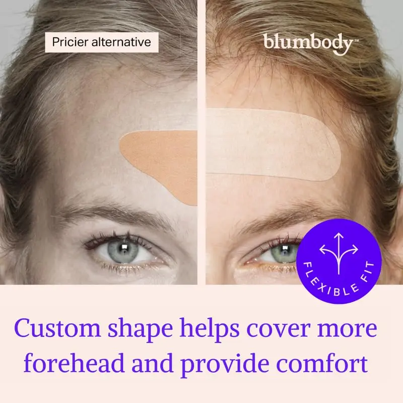 BLUMBODY Forehead Wrinkle Patches – Anti-Wrinkle Facial Patches to Smooth Fine Lines on Forehead & Between Eyes – Non-Silicone Face Tape – Comfortable Overnight Use (50 Count) - view 5