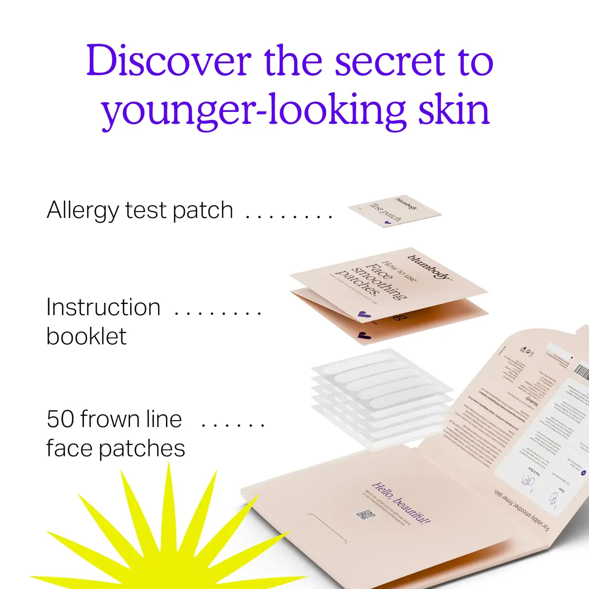 BLUMBODY Forehead Wrinkle Patches – Anti-Wrinkle Facial Patches to Smooth Fine Lines on Forehead & Between Eyes – Non-Silicone Face Tape – Comfortable Overnight Use (50 Count) - view 6