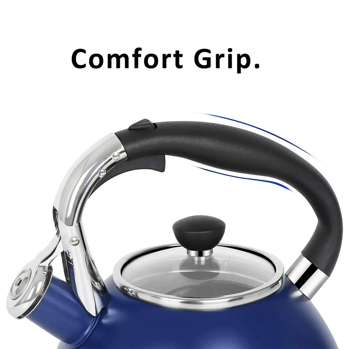 Rorence Whistling Tea Kettle for Stove Top 2.6QT (2.5L) Stainless Steel Navy Blue | Heats Water Fast - view 4