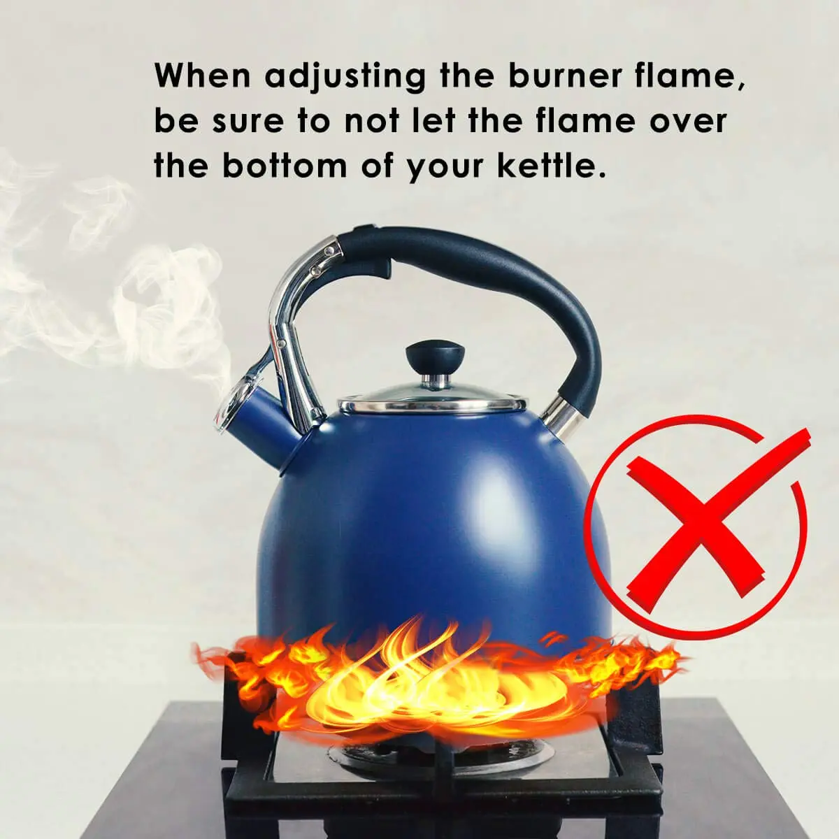 Rorence Whistling Tea Kettle for Stove Top 2.6QT (2.5L) Stainless Steel Navy Blue | Heats Water Fast - view 6