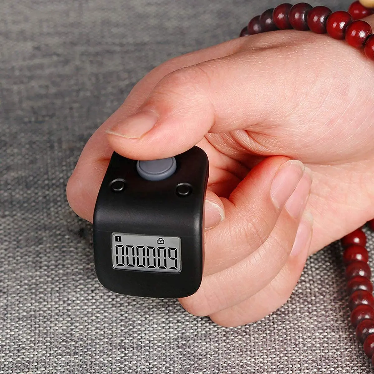 Arvakr Rechargeable Silent Finger Counter with LED | 6 Channels Digital Tasbih Tally Clicker for Prayer Knitting Sports - view 2