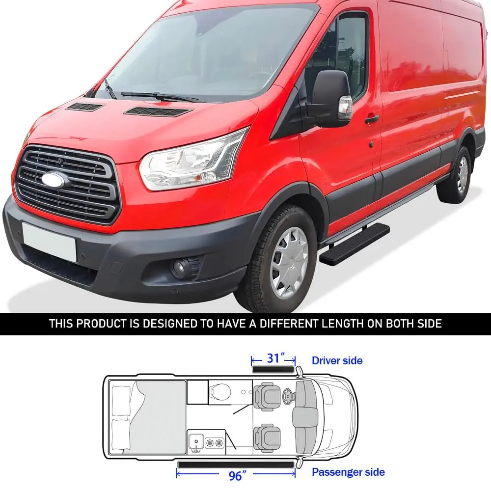 HD Ridez Stainless Steel Running Board 5" Black | Rust-Resistant Full Size Van Step - view 6