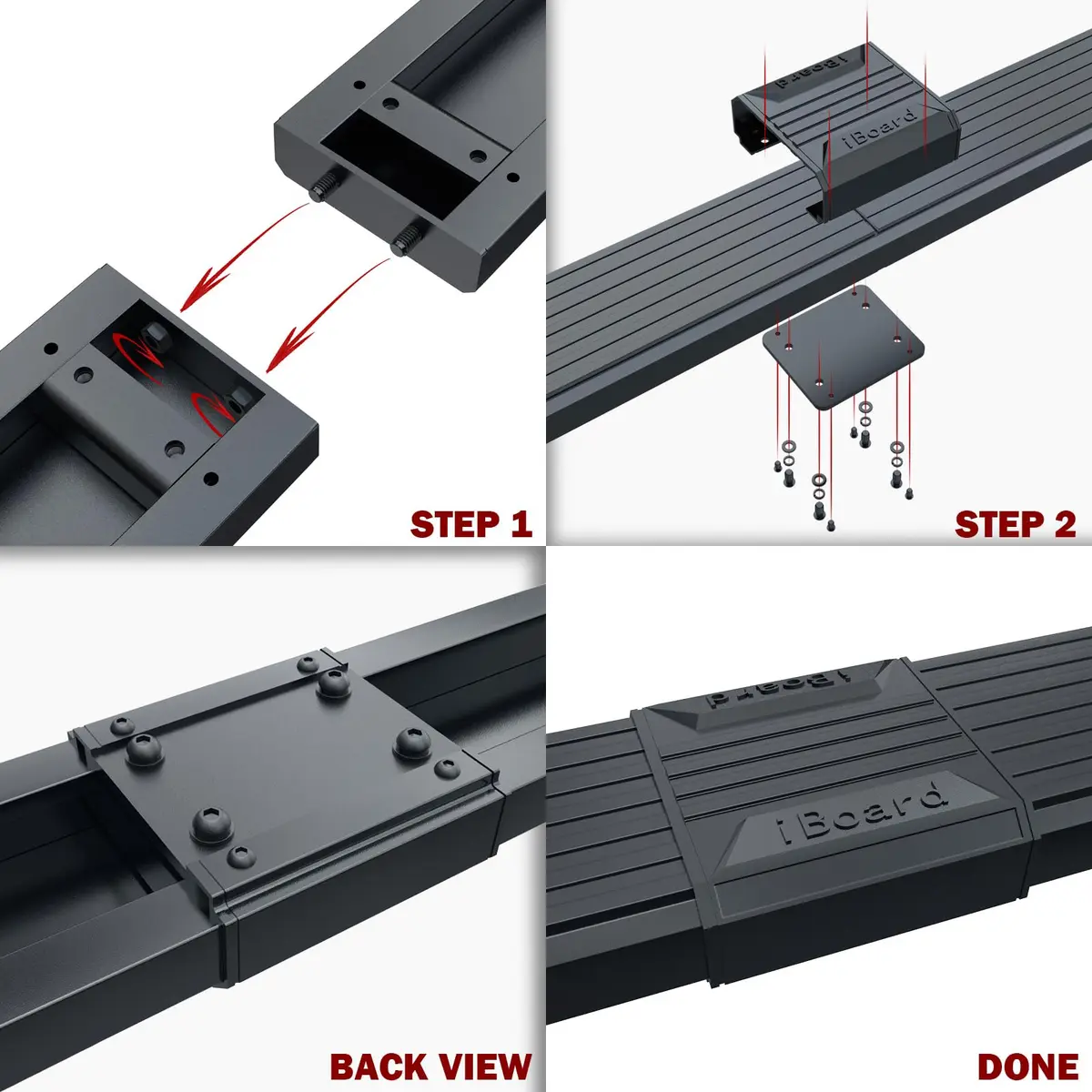 HD Ridez Stainless Steel Running Board 5" Black | Rust-Resistant Full Size Van Step - view 3
