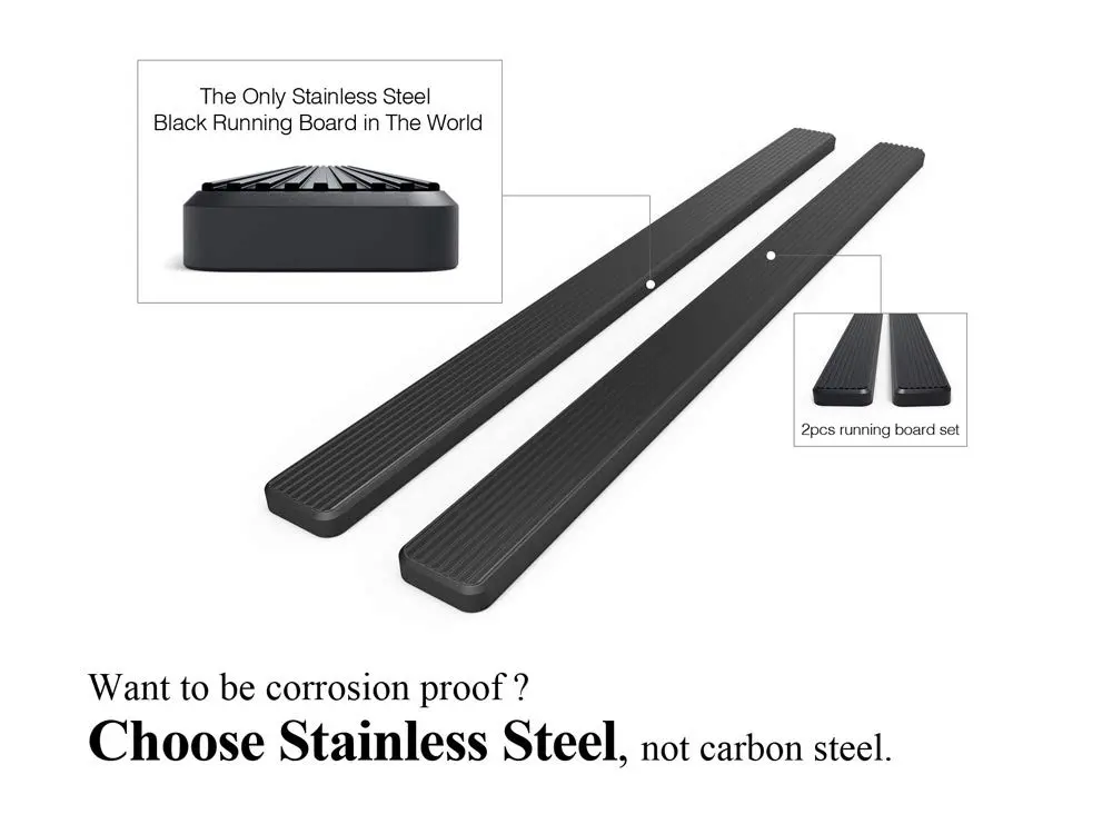 HD Ridez Stainless Steel Running Board 5in Black | Supports up to 300 lbs, Full-Length Anti-Slip Tread, Compatible with Dodge Dakota 2005-2011 - view 5