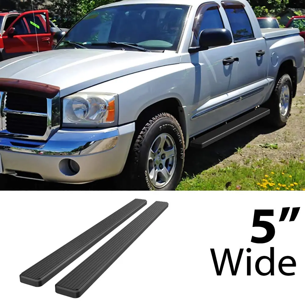 HD Ridez Stainless Steel Running Board 5in Black | Supports up to 300 lbs, Full-Length Anti-Slip Tread, Compatible with Dodge Dakota 2005-2011 - view 2