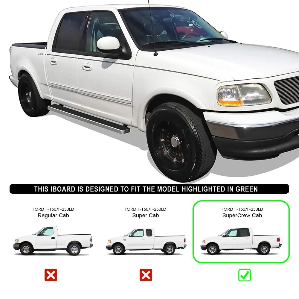 HD Ridez Running Boards Compatible with Ford F150 2001-2003 SuperCrew Cab 5" Polished Nerf Bar Side Steps - view 7