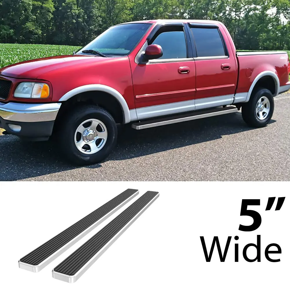 HD Ridez Running Boards Compatible with Ford F150 2001-2003 SuperCrew Cab 5" Polished Nerf Bar Side Steps - view 2