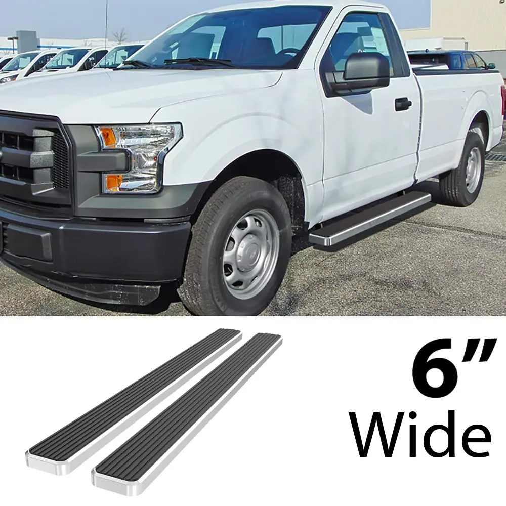 HD Ridez Running Board 6" Silver Compatible with Ford F150 2015-2026 Regular Cab & F-250 F-350 Super Duty 2017-2026 | Lightweight Aluminum Support 300 lbs - view 2