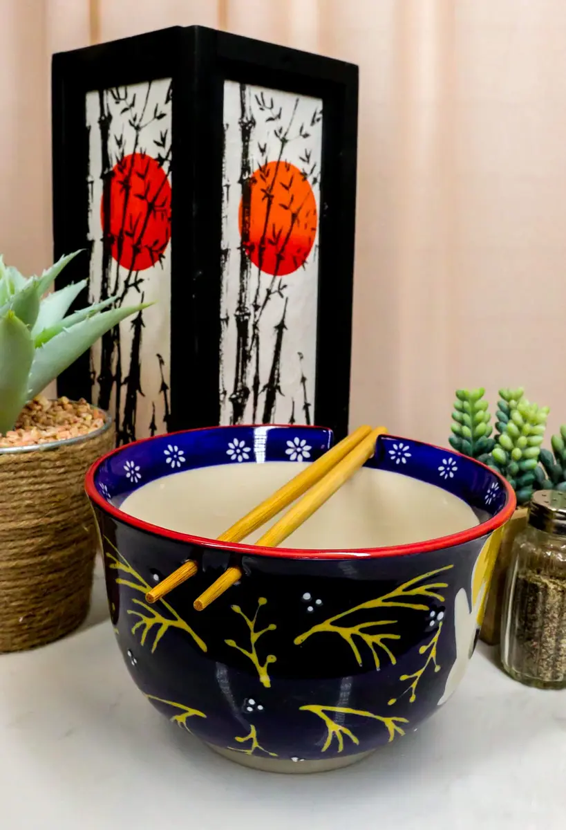Ebros Gift Whimsical 2 Bunny Rabbits Jumping Over A Full Yellow Moon Soup Bowl 6.25" Diameter | Whimsical Asian Dining Decor - view 7