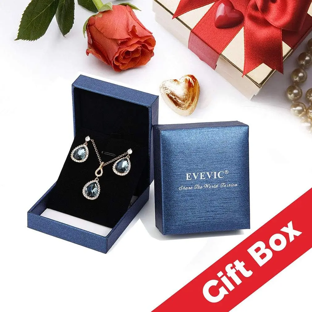 EVEVIC Austrian Crystal Teardrop Necklace and Earrings Set for Women | Elegant Gold Finish, Sparkling Brilliance, Perfect for Weddings & Gifts - view 6