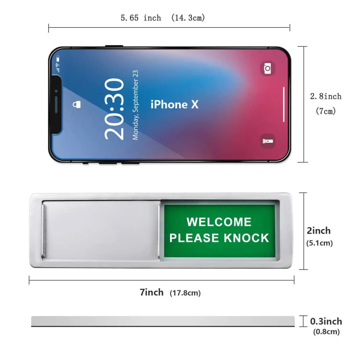 LoYinLo Silver Magnetic Slider "Do Not Disturb" Sign - 18cm x 5cm Privacy Indicator - view 3