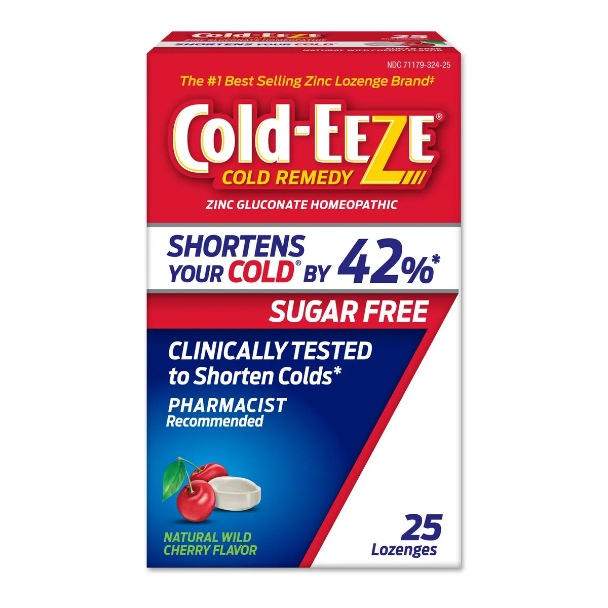 Cold-Eeze Sugar-Free Wild Cherry Zinc Lozenges 25 Ct | Shortens Cold Duration & Severity - main product image