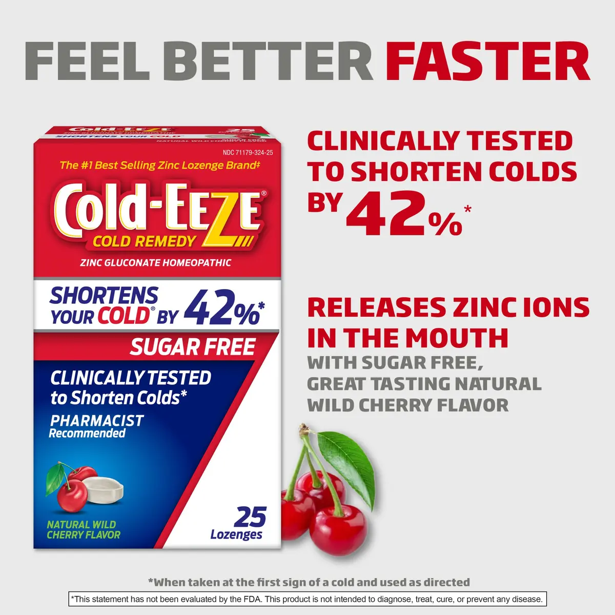 Cold-Eeze Sugar-Free Wild Cherry Zinc Lozenges 25 Ct | Shortens Cold Duration & Severity - view 2