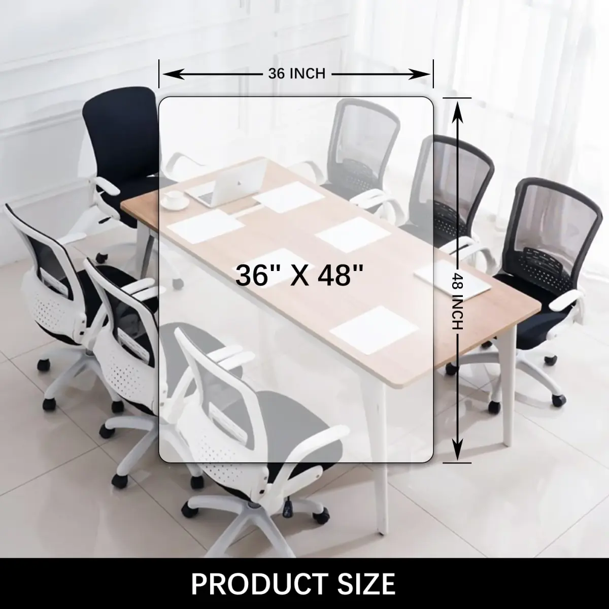 Kuyal Clear Chair Mat for Hardwood Floors 91cm x 122cm (36" x 48") | Protects Floors from Scratches - view 7
