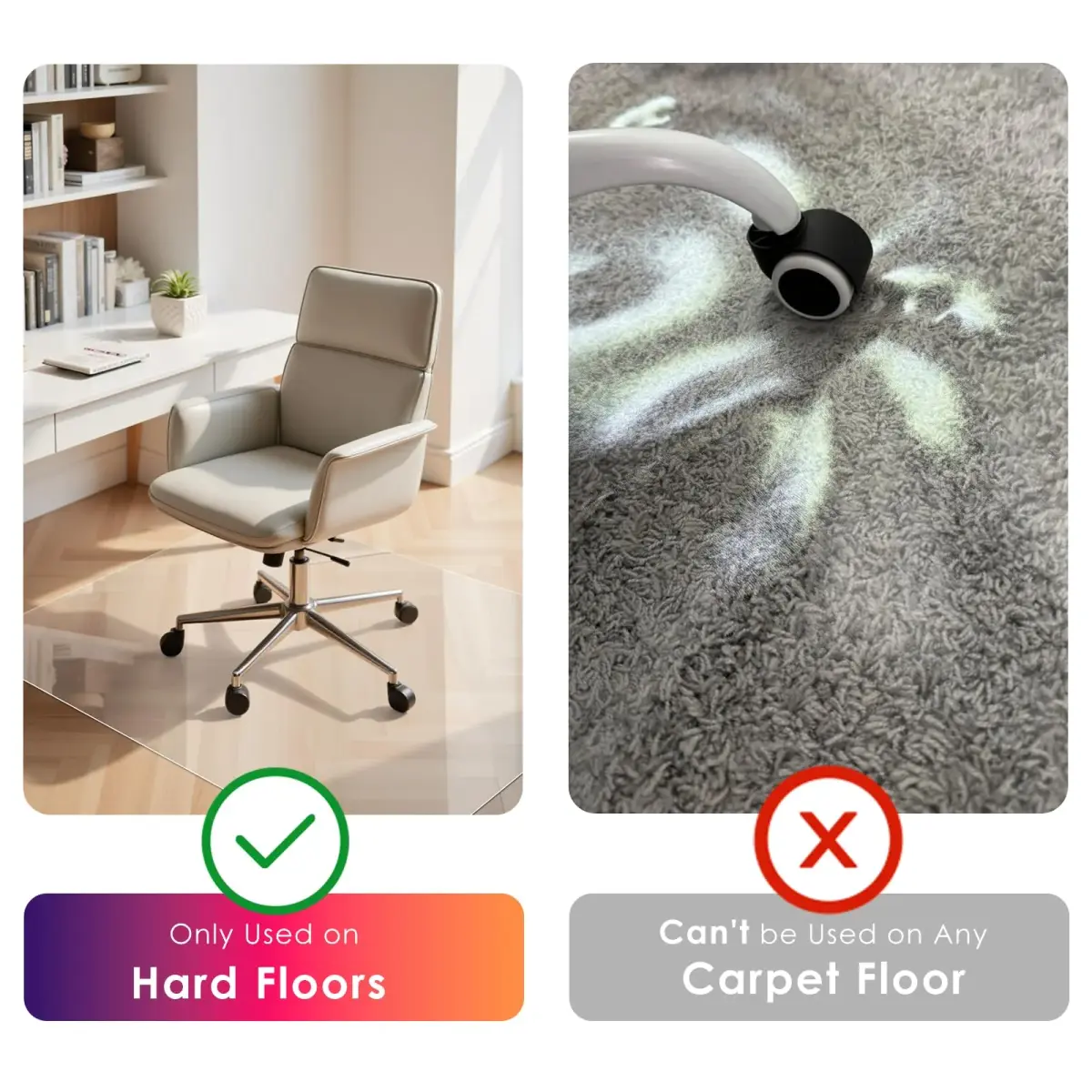 Kuyal Clear Chair Mat for Hardwood Floors 91cm x 122cm (36" x 48") | Protects Floors from Scratches - view 2