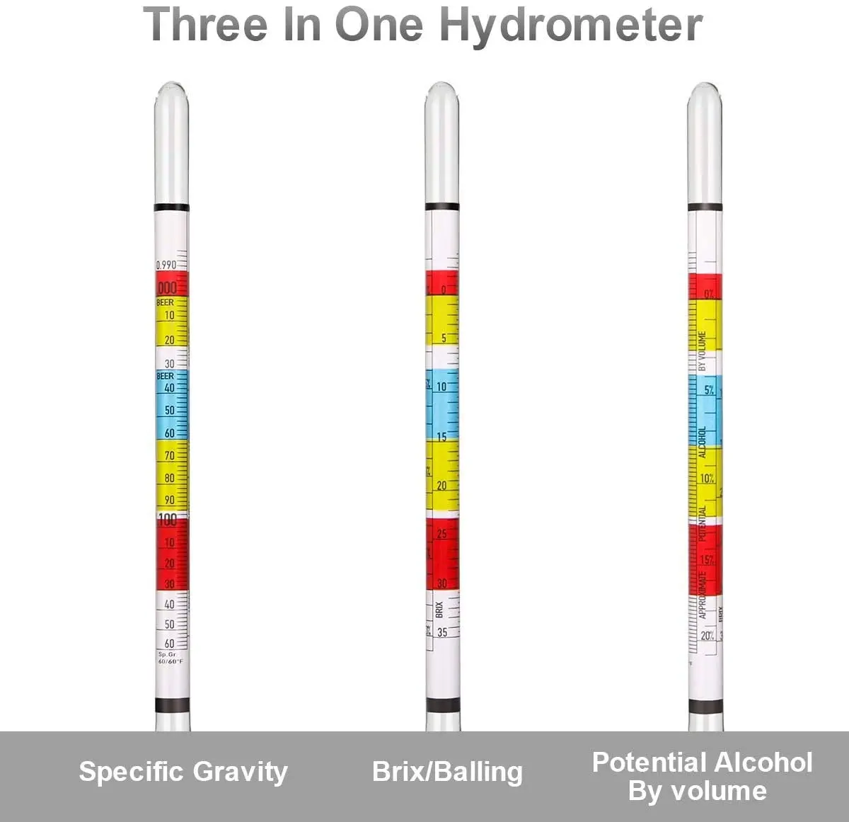 Circrane Triple Scale Hydrometer for Home Brewing | Accurate ABV, Brix & Gravity Test Kit (0.99-1.17 SG, 0-35 Brix, 0-20% ABV) - view 5