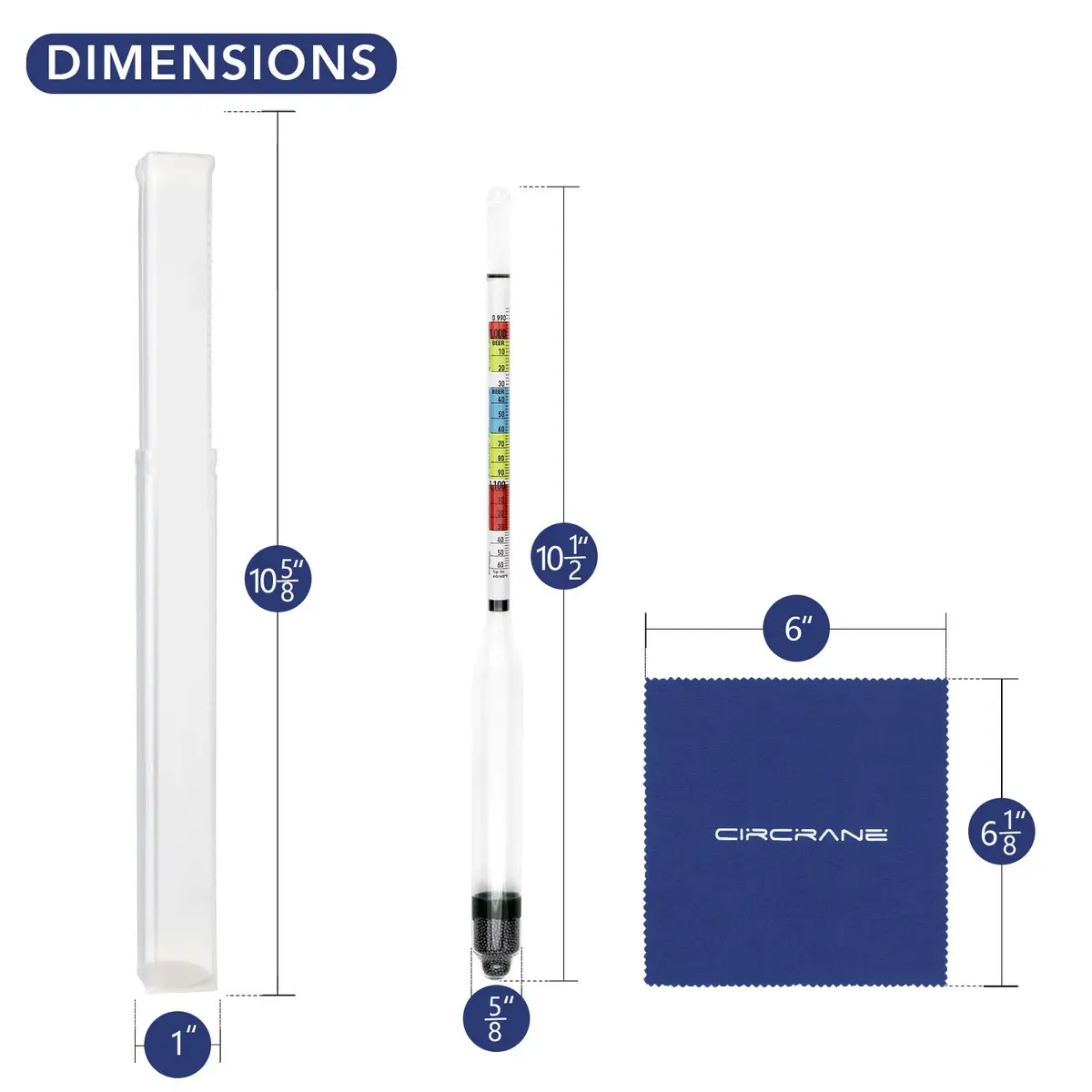 Circrane Triple Scale Hydrometer for Home Brewing | Accurate ABV, Brix & Gravity Test Kit (0.99-1.17 SG, 0-35 Brix, 0-20% ABV) - view 3