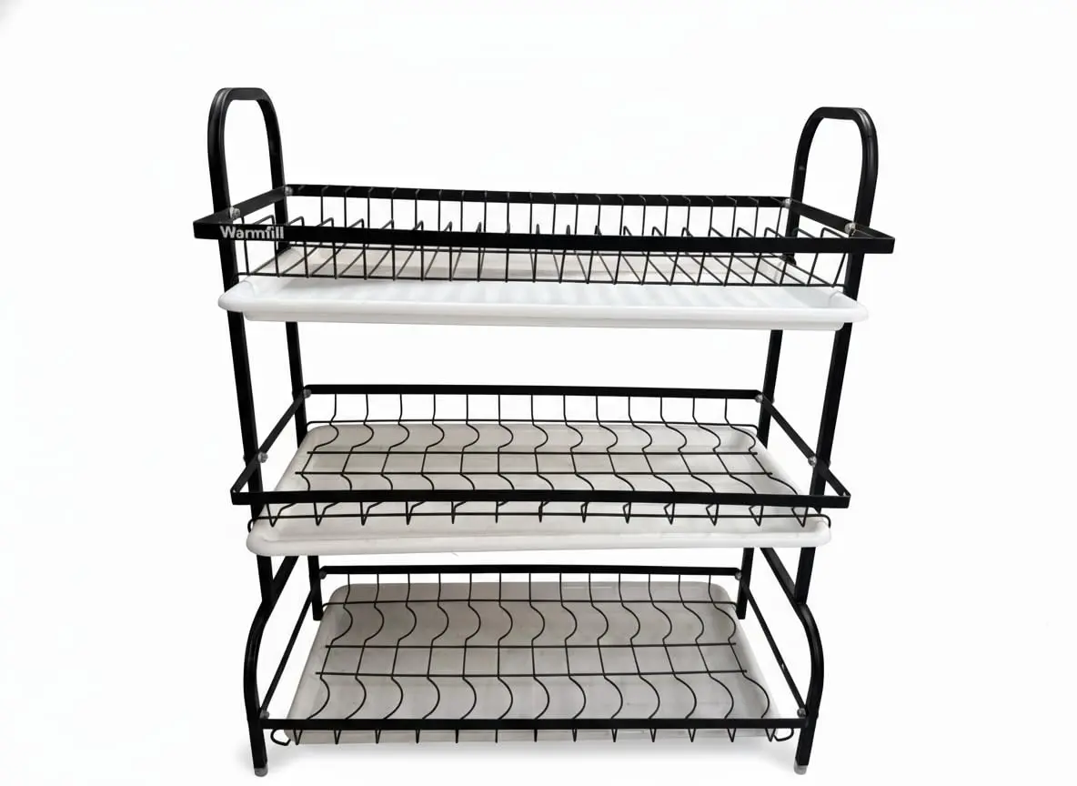 Warmfill Dish Drying Rack 3 Tier Stainless Steel Large Capacity Rustproof Kitchen Organizer - main product image