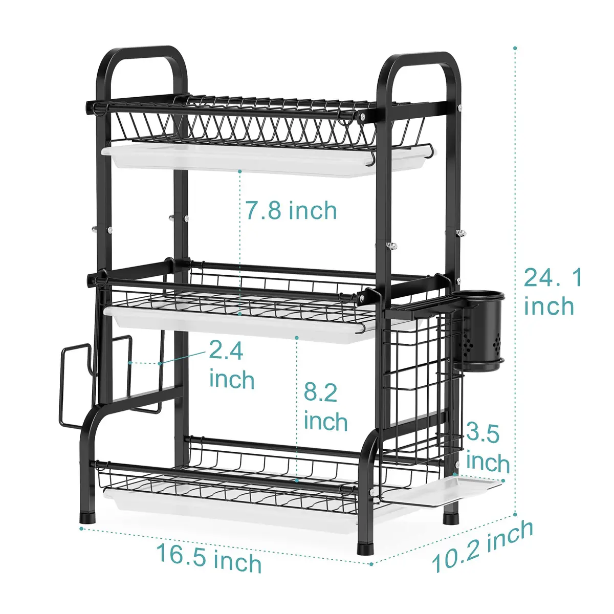 Warmfill Dish Drying Rack 3 Tier Stainless Steel Large Capacity Rustproof Kitchen Organizer - view 5