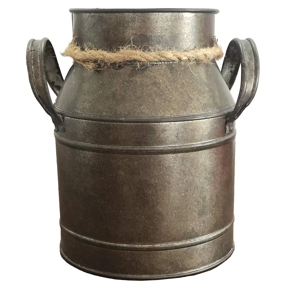 Koriste Country Flower Bronze Milk Can Planter Table Vase 15cm (6"L x 4.5"W x 5.5"H) | Rusty Bronze Iron Decorative Accent - view 5