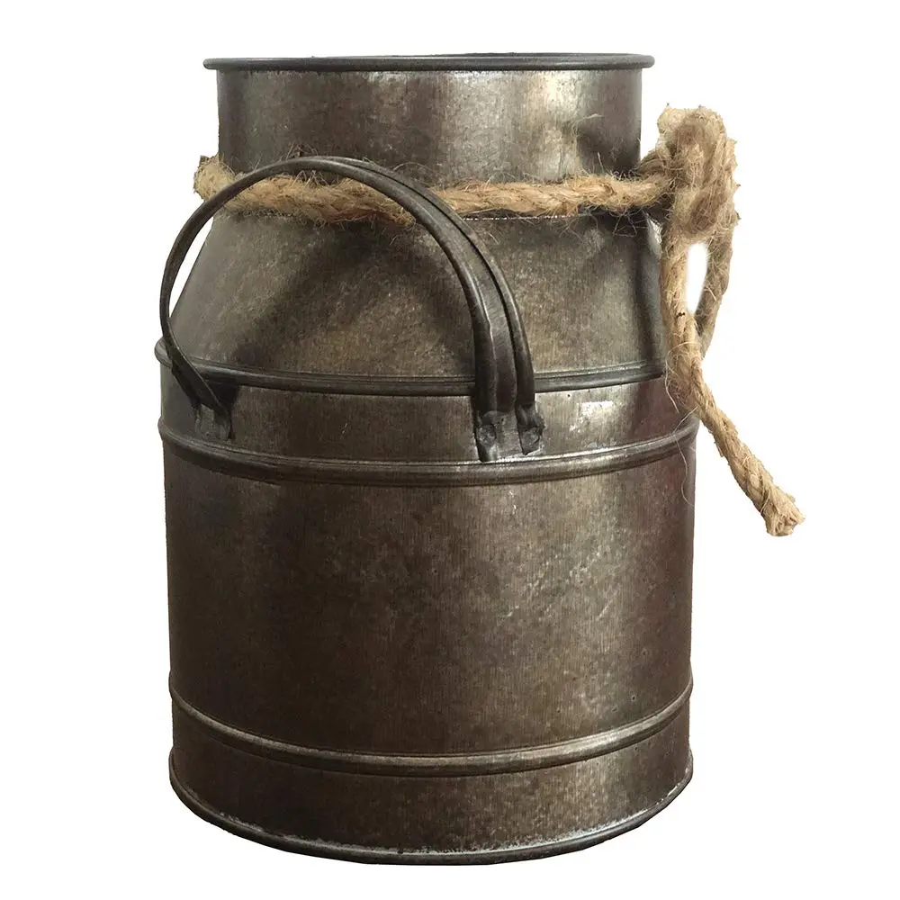 Koriste Country Flower Bronze Milk Can Planter Table Vase 15cm (6"L x 4.5"W x 5.5"H) | Rusty Bronze Iron Decorative Accent - view 6