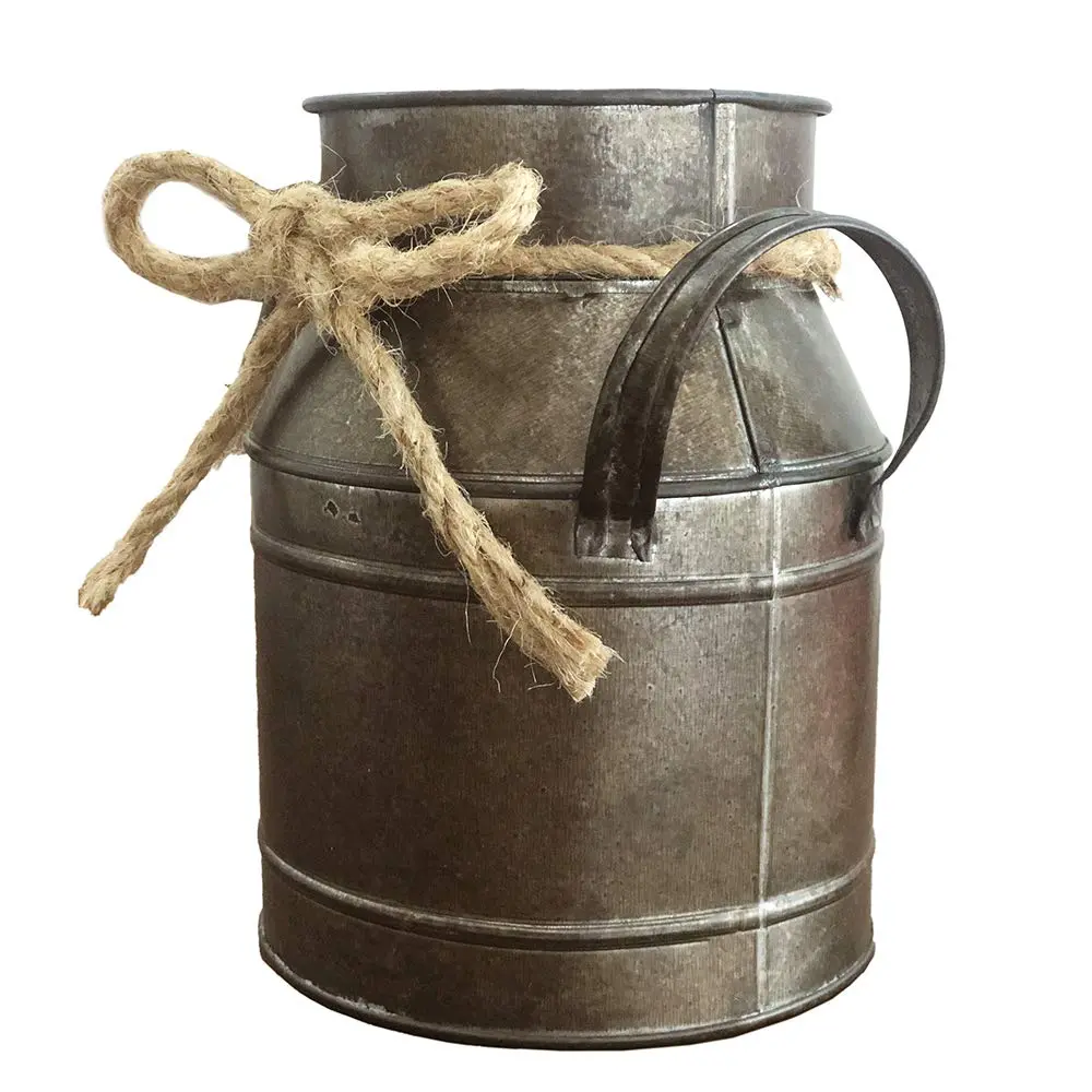 Koriste Country Flower Bronze Milk Can Planter Table Vase 15cm (6"L x 4.5"W x 5.5"H) | Rusty Bronze Iron Decorative Accent - view 4