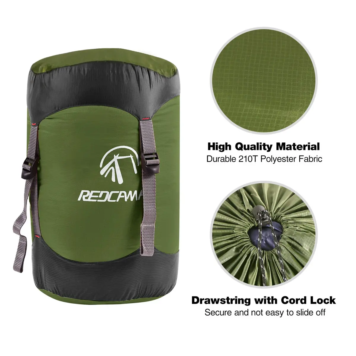 REDCAMP Compression Stuff Sack Large Army Green 27L (9.8x22.1 inches) | Lightweight Packable Gear Organizer - view 5