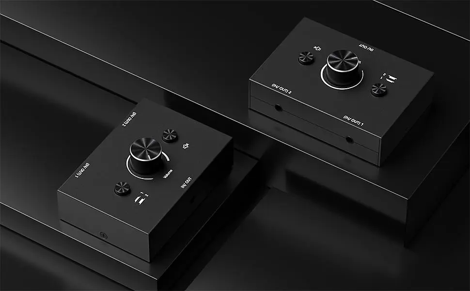 Y.D.F 3.5mm Stereo Audio Switcher Box with Mute Function | 2-In-1-Out Bidirectional Selector for Headphones & Speakers - view 4