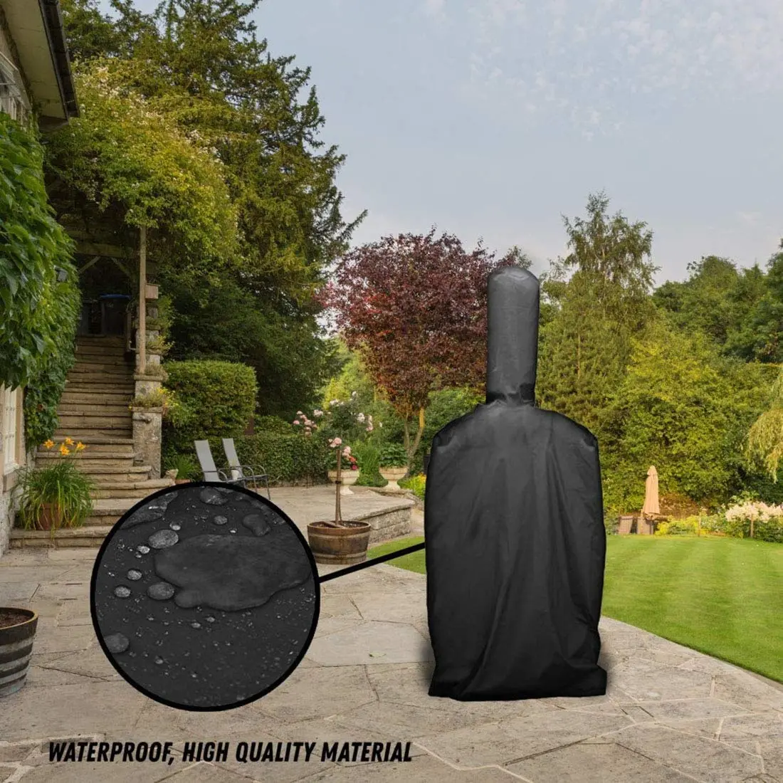 J&C Outdoor Pizza Oven Cover - Black Weather Resistant 160x50x37cm (62.5x19.5x14.5in) | Protects from Rain, Snow, Dust - view 7