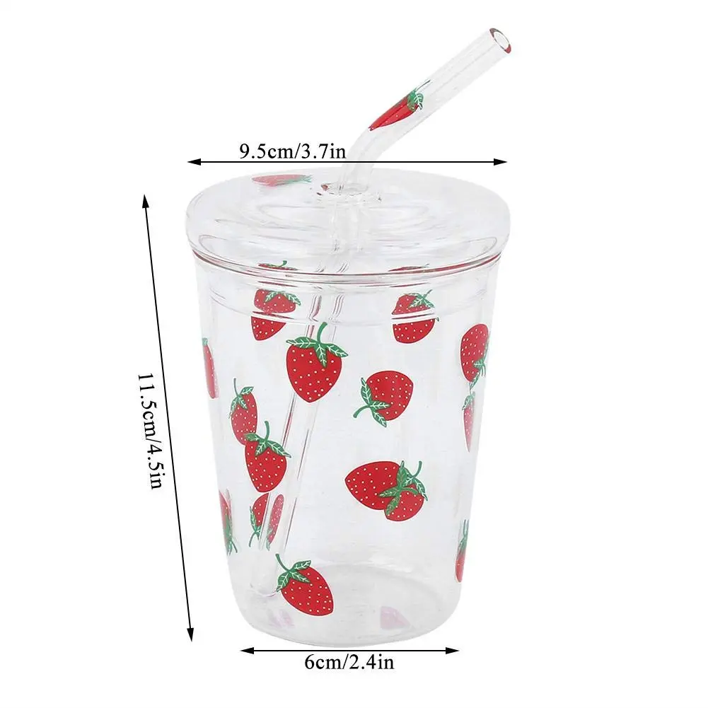 Ichiias Heat-Resisting Strawberry Pattern Glass Cup 300ml | Microwave Safe & Stylish - view 5