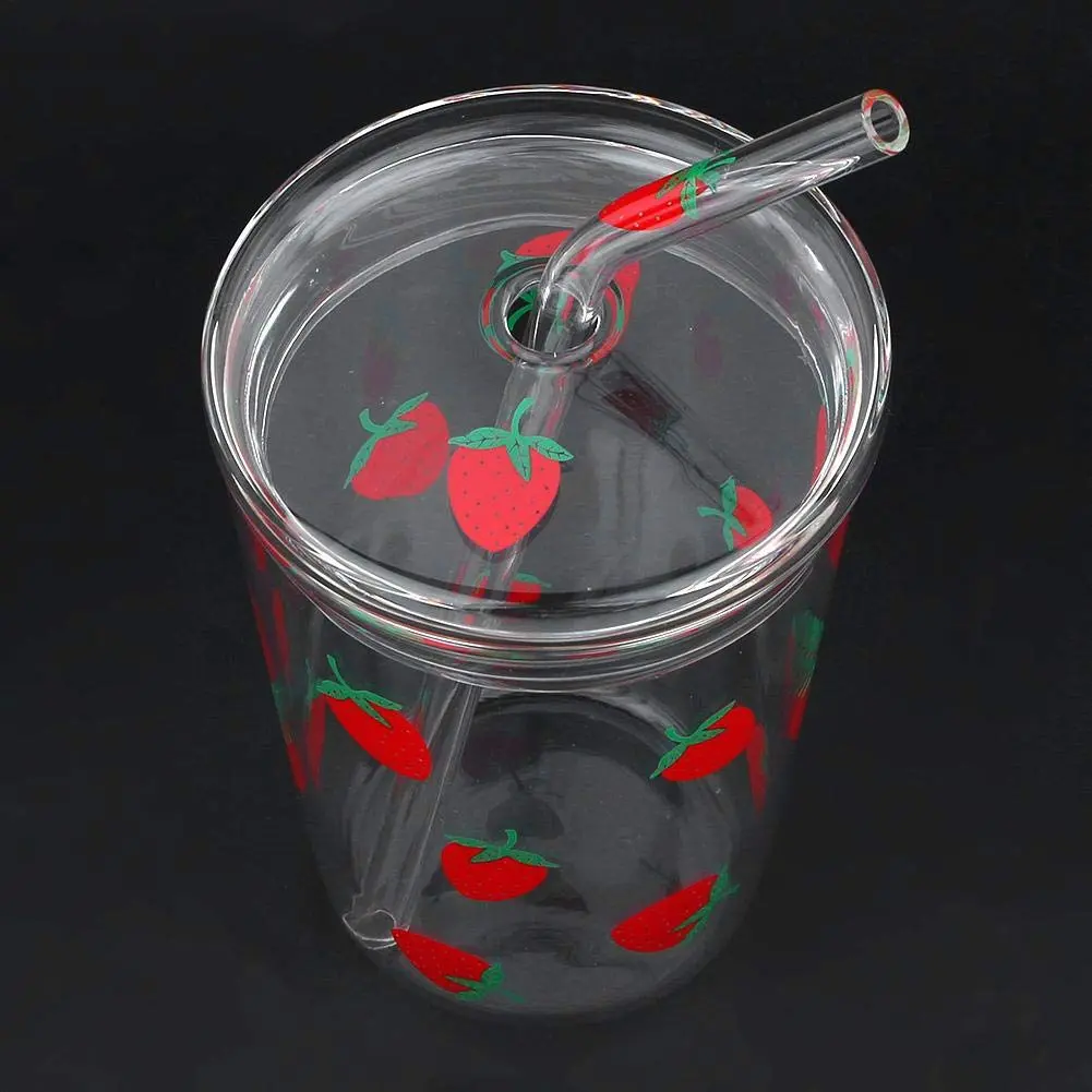 Ichiias Heat-Resisting Strawberry Pattern Glass Cup 300ml | Microwave Safe & Stylish - view 8