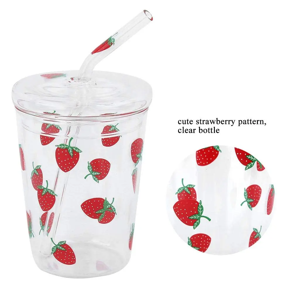 Ichiias Heat-Resisting Strawberry Pattern Glass Cup 300ml | Microwave Safe & Stylish - view 3