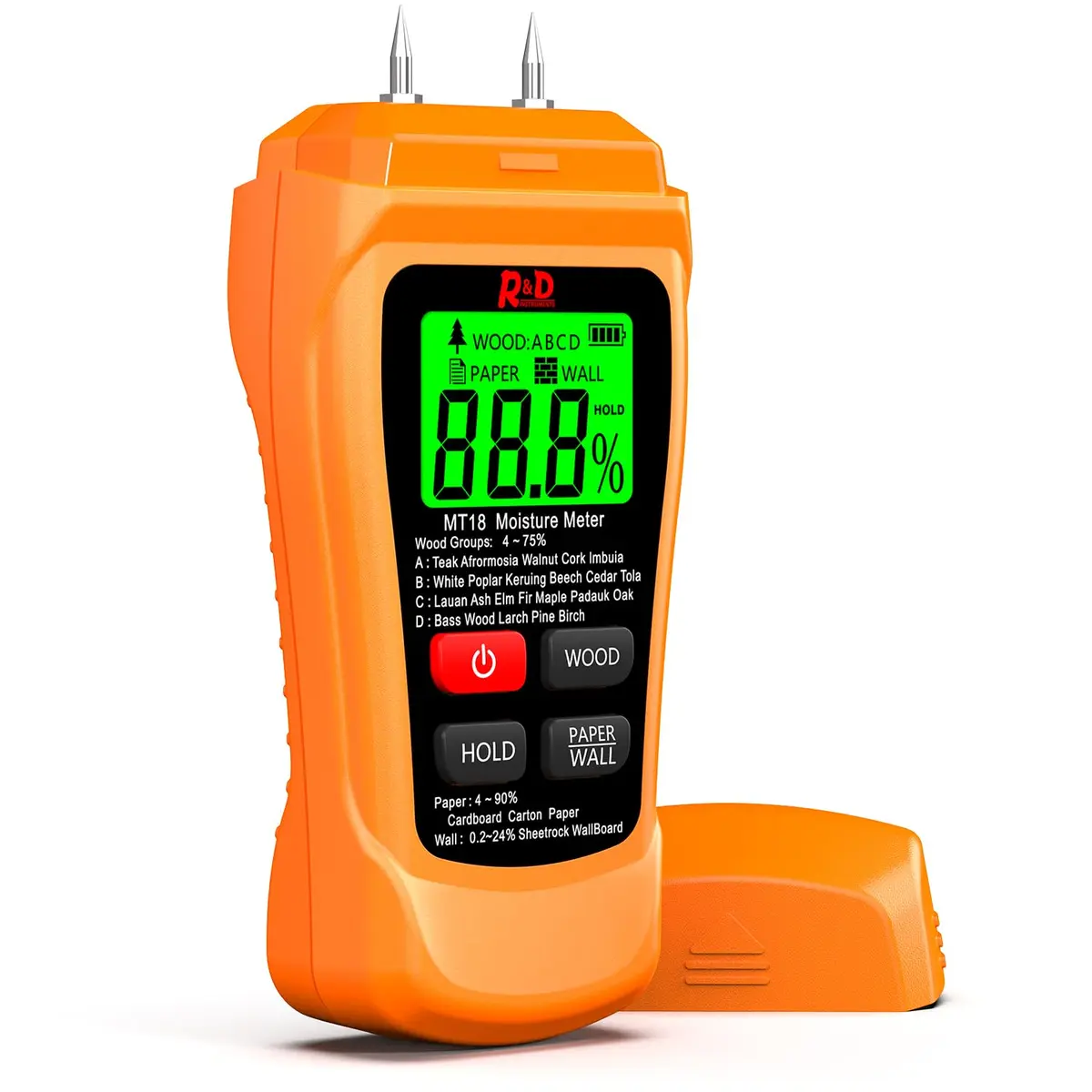 RDINSCOS Wood Moisture Meter Tester with LCD Display & Protective Cap | Measures 4-75% Moisture in Wood, Paper, Walls - main product image