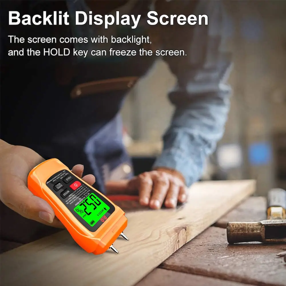 RDINSCOS Wood Moisture Meter Tester with LCD Display & Protective Cap | Measures 4-75% Moisture in Wood, Paper, Walls - view 6