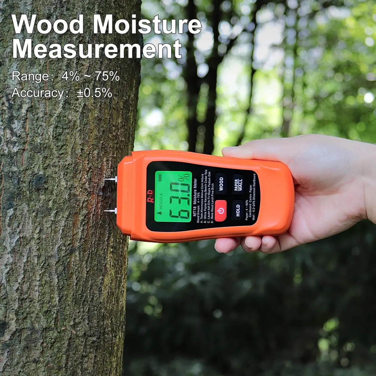 RDINSCOS Wood Moisture Meter Tester with LCD Display & Protective Cap | Measures 4-75% Moisture in Wood, Paper, Walls - view 2