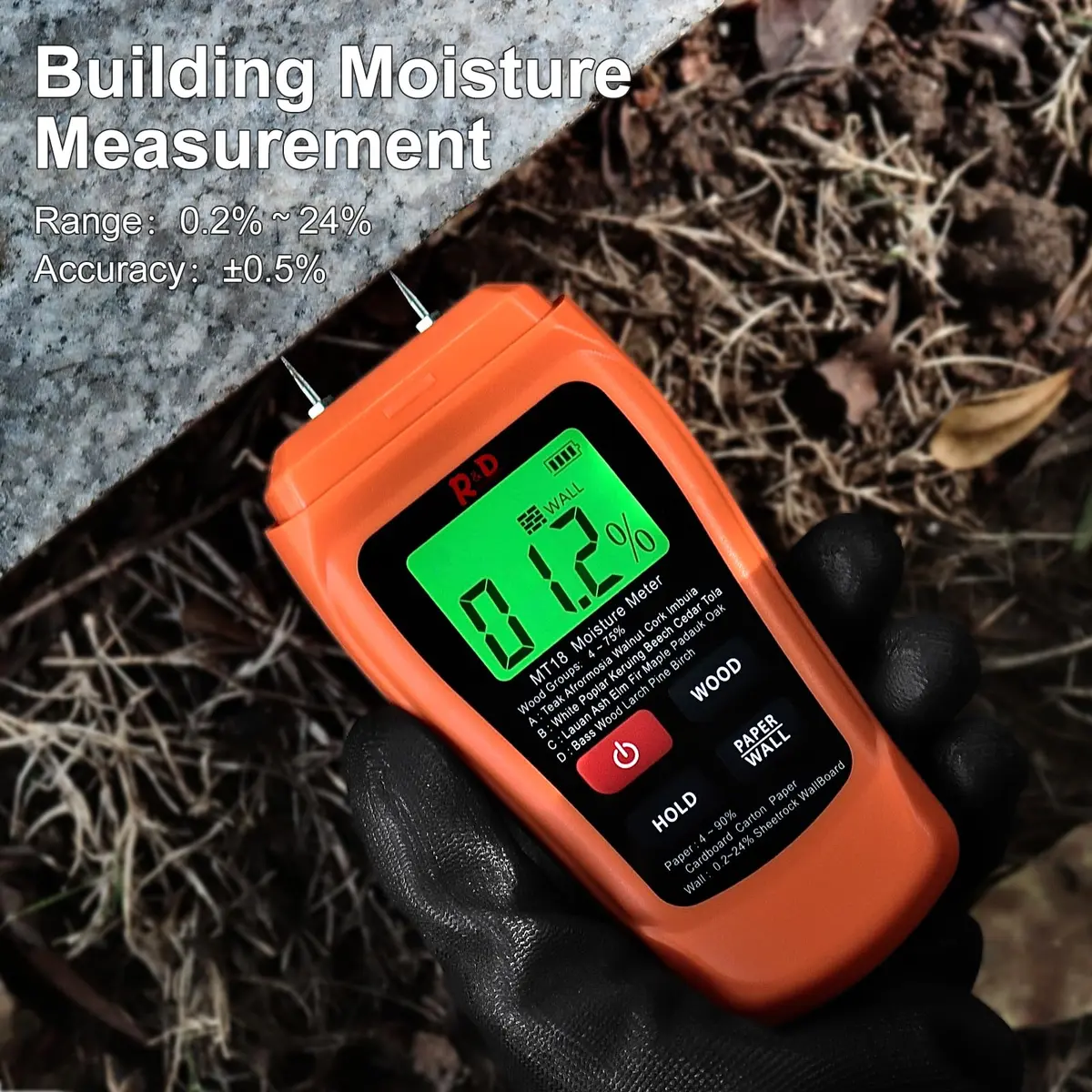 RDINSCOS Wood Moisture Meter Tester with LCD Display & Protective Cap | Measures 4-75% Moisture in Wood, Paper, Walls - view 3