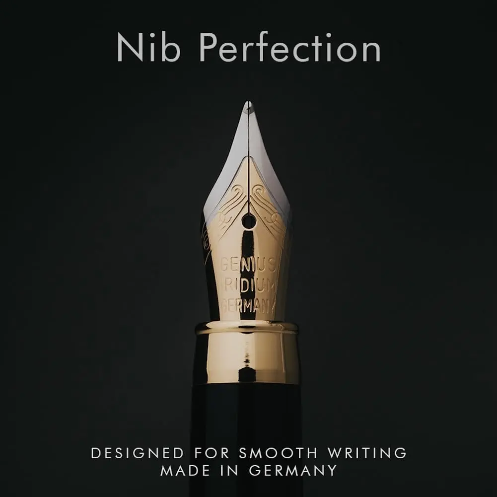 Wordsworth & Black Bamboo Wood Fountain Pen Set with Medium Nib | German Iridium Nib, Luxury Gift Box, 15.6 cm (6.1 in) - view 4