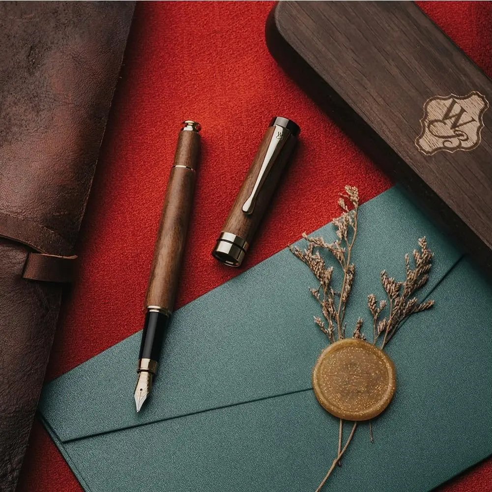 Wordsworth & Black Bamboo Wood Fountain Pen Set with Medium Nib | German Iridium Nib, Luxury Gift Box, 15.6 cm (6.1 in) - view 5