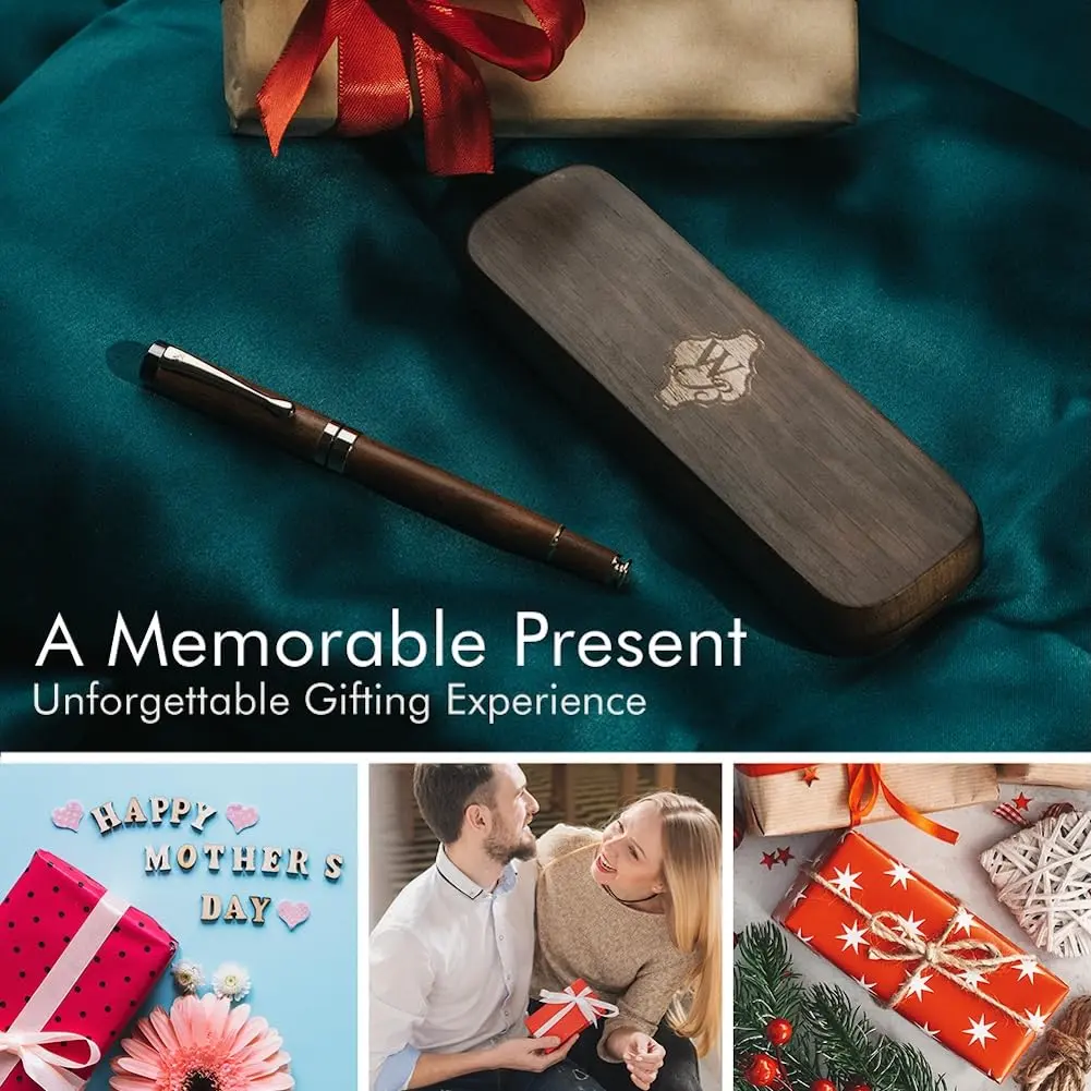 Wordsworth & Black Bamboo Wood Fountain Pen Set with Medium Nib | German Iridium Nib, Luxury Gift Box, 15.6 cm (6.1 in) - view 7